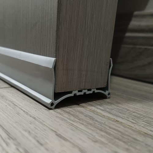 Door Draft Stoppers for Bottom of Door, Adjustable Wide Door Seal Strip Noise Blocker for Warehouse/Living Room, Soft PVC Under Door Sealing Strip(Gray)