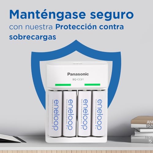 Cargador de pilas recargables AA AAA eneloop Basic con puerto USB y protección de seguridad 6