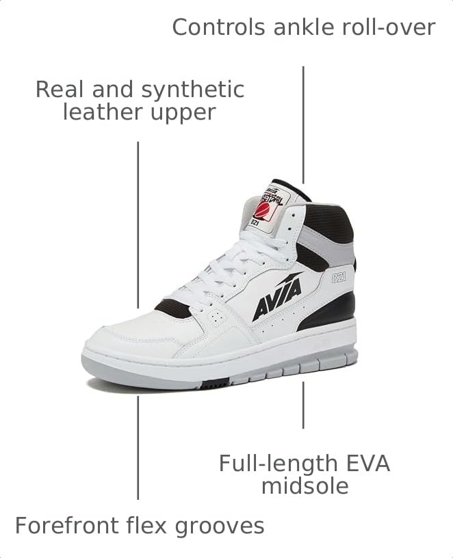 Image of Avia 821 High Top Sneakers for Men, Indoor or Outdoor Mens Basketball Shoes, Size 7 to 16 Retro High Top Shoes Men or Women