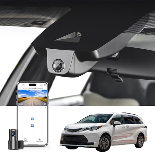 mangoal Front 4K & Rear 1080p Dash Cam Custom fit for Toyota Sienna Gen4 XL40 2021 2022 2023 2024 2025 2026, LE Limited XLE Platinum etc, Integrated OEM Look,2160P UHD Video, App & WiFi, 128GB Card