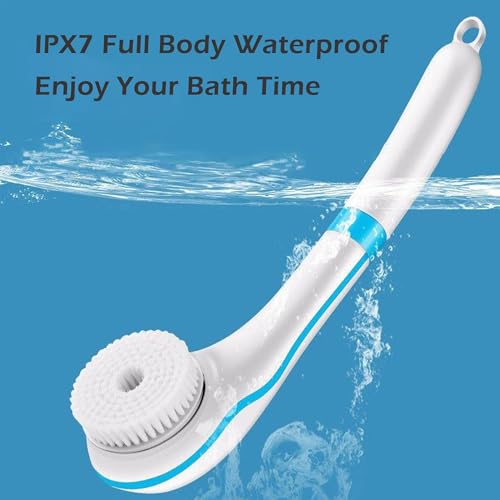 XUBX Cepillo De Ducha Corporal Eléctrico Cepillo Corporal, Multifunción Con 5 Puntas Exfoliantes IPX7 Impermeable, Masaje Rotatorio, Para Exfoliación, Limpieza De Cutis y Masaje, Cepillo Facial - imagen 4