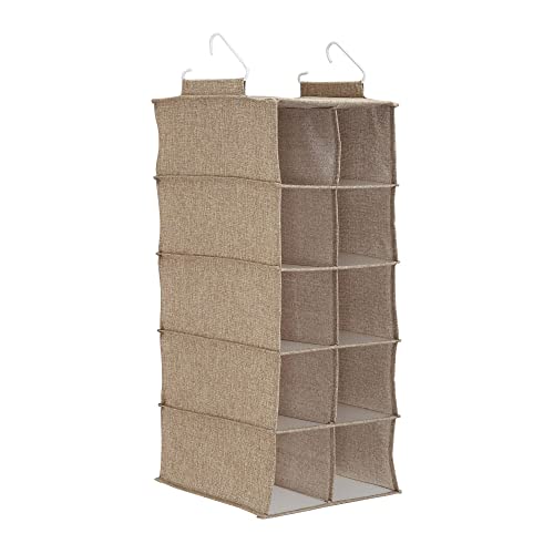 Household Essentials 10 Pocket Hanging Shoe Closet Organizer with Hooks