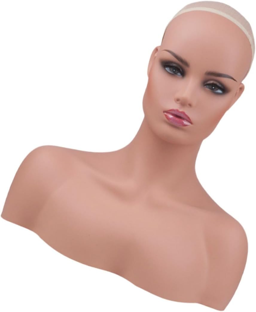 Display Head Model for Wigs Accessories Realistic Woman Bust Wig Mount Earring for Retail