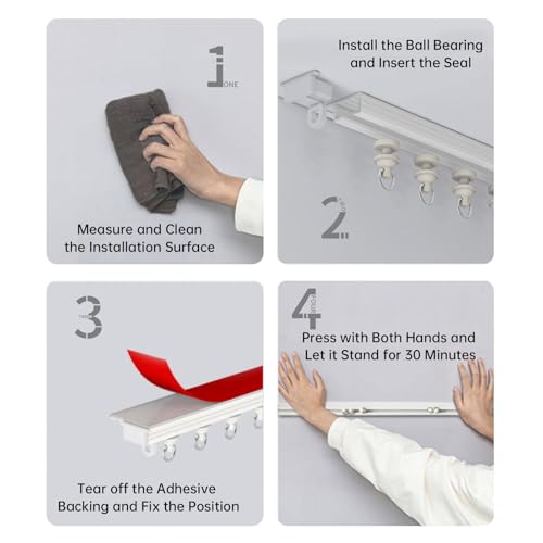 Tringle à rideau de douche adhésive plafond rail blanc salon 2m - 8