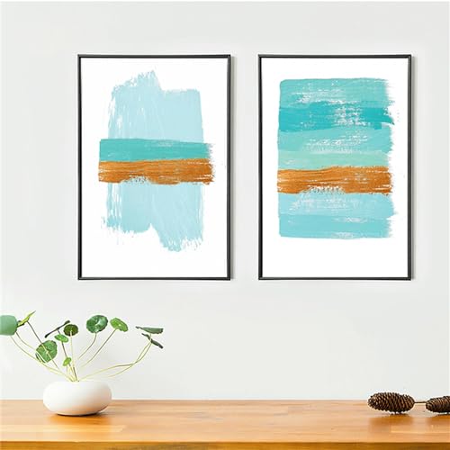 Pinturas de lienzo abstractas con diseño Blue Brush sin marco para decoración de interiores chic