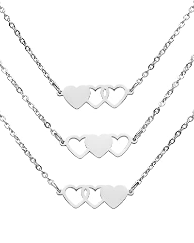 3Pcs BFF Necklaces for Three Sisters Long Distance Friendship Jewelry Gifts