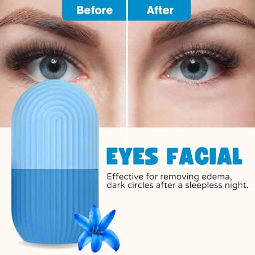 Image of Ice Roller for Face Massager and Glowing Skin | Ice Roll for Face and Eye | Pore Tightening, Puffiness & Dark Circle Reduction | Facial Ice Mold Massager for Skin Care (Blue)