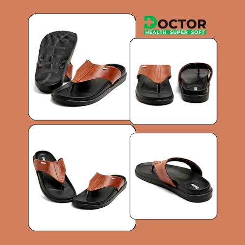 Image of DOCTOR HEALTH SUPER SOFT Men's Orthopedic Slippers | Anti-Skid Comfort Footwear for Heel Pain & Everyday Wear | Lightweight PU Sole Flip-Flops for Men