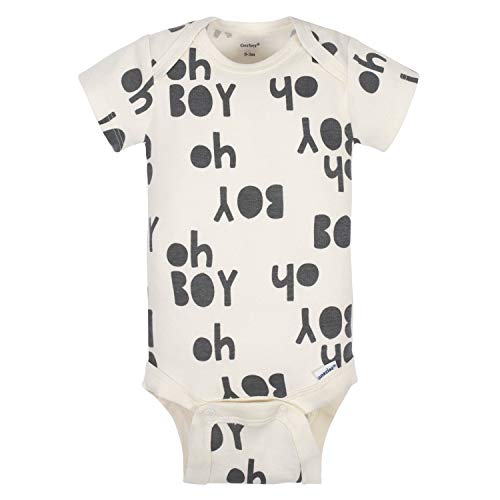 Grow By Gerber Baby Boys 5-Pack Short-Sleeve Onesies Bodysuits, Grey/Ivory/Orange, 12 Months #TOP5