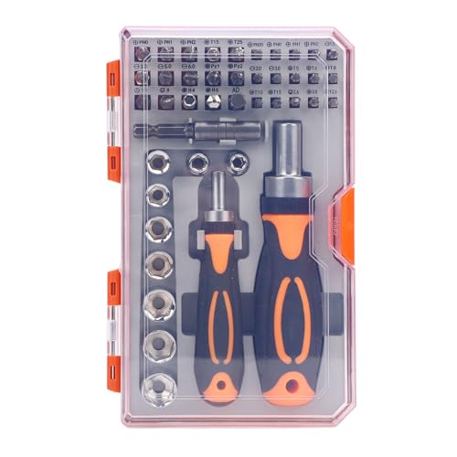 CHEOTIME Ratcheting Screwdriver Set,Screwdriver 42 in 1 Ratchet Wrench Set with Rotatable Ratchet Handles ＆ Storage Case, Household Repair Tool Kits for Bike