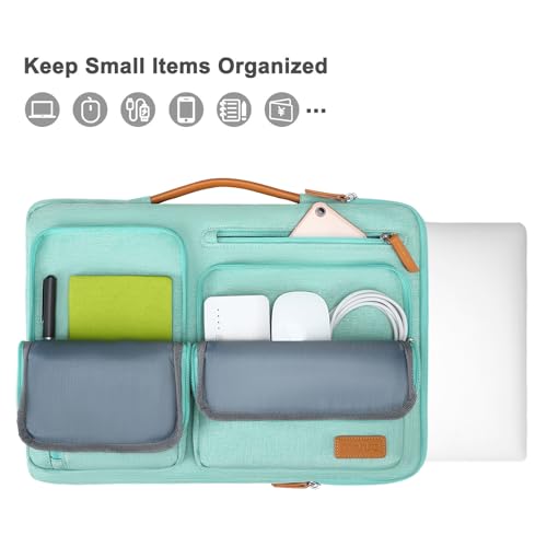 Image of MOSISO 360 Protective Laptop Case 16 inch, 15-15.6 inch Laptop Sleeve Compatible with MacBook Pro 16, HP, Acer, Dell, Lenovo, ASUS, Side Open Carrying Case with 4 Zipper Pockets&Handle, Aqua Green