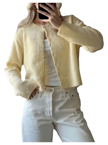 Women's Button Down Cardigan Sweaters Long Sleeve Lightweight Casual Fall Knitted Outerwear