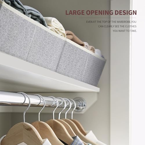 Image of Homsorout Closet Organizers Bins 6 Packs - Large Closet Shelf Organizer with Handles, Fabric Trapezoid Storage Bins, Collapsible Storage Cubes for Clothes, Towels, Light Gray