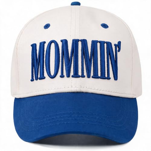 Image of Mommin Trucker Hat for Women, Vintage Two-Tone mom hat with Mommin 3D Embroidery, New Mom Gifts Mothers Day Outfits