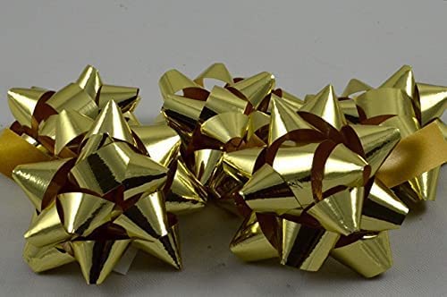 Ribbon Writer Gold Shiny Metallic 50Mm Self Adhesive Bows, Ideal For Gift Wrap X 9 Pack