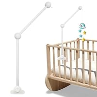 Locisne Swivelling Crib Mobile Stand, Wooden Rattle Stand Mobile Arm, Height Adjustable, Cloud Shaped Base, Suitable for Hanging Soothing Plush Toys, Wind Chimes
