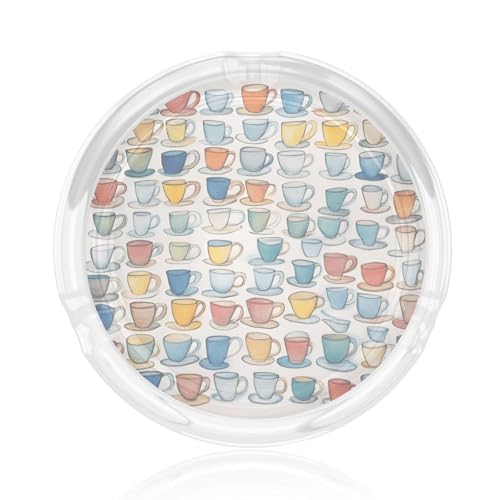 Cendrier rond en verre imprimé à la main pour les bords bruts pour la maison, le bureau, la terrasse, la voiture, l'extérieur