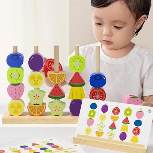 Juguete educativo de cuentas de madera para preescolar 2