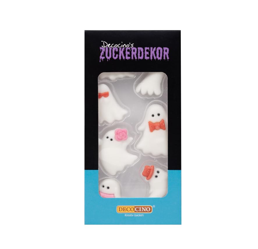 DECOCINO Zuckerdekor Geister (7-tlg.) handmade - Streudeko für Cupcakes Muffins und Torten. Zu Halloween gehört Blut dazu daher perfekt auch für Mottopartys Streusel