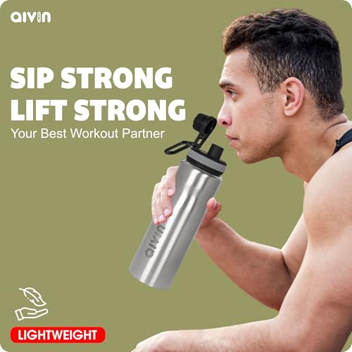 Image of Aivin Coolsip Stainless Steel Water Bottle | Leak Proof & Break-Proof | Lid is Sealed by a Silicone Ring | Best Usage for Office /School /College /Gym /Picnic /Home /Fridge |1 Litre | Silver (Coolsip)