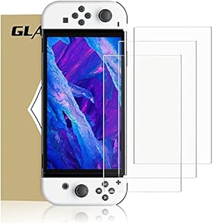 [3 Pack] Tempered Glass Screen Protector Compatible with Nintendo Switch OLED, MENEEA Clear Transparent HD Dockable Anti-Scratch 2.5MM Protective Film for Switch OLED Game Console Accessories