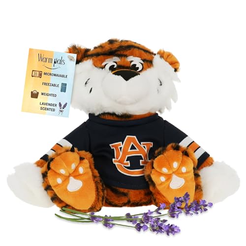 Warm Pals Aubie the Tiger Auburn University Mascot AU - Heatable Coolable Bedtime Comfort Plushie - 1.5lbs - Cozy Microwavable Lavender Scented Plush Toys - Heated Stuffed Animal Officially Licensed
