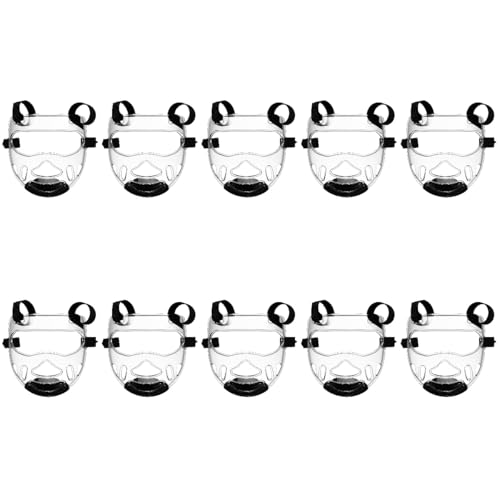 Angoily Taekwondo Mask, 10pcs Clear Kickboxing Sparring Headgear, Breathable Martial Arts Face Protection, Adjustable Strap for Men & Women, Detachable Thickening