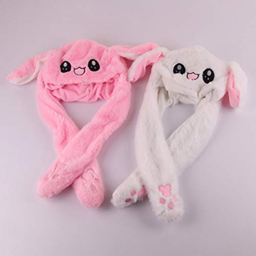 Chapéu móvel Amosfun Orelhas de coelho moderno com orelhas de animal para crianças (rosa, sem luz),