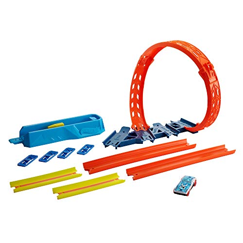 ?Hot Wheels Track Builder Unlimited Adjustable Loop Pack for Kids 6 Years Old & Up with 1 Hot Wheels Car, Spiral Loop, Launcher & 3 Tracks That Connects to Other Sets
