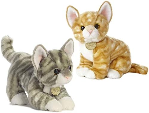 Aurora Miyoni Tots - Paquete de gatito gris de 9 pulgadas y gatito atigrado naranja de 10 pulgadas (gato gris y naranja)
