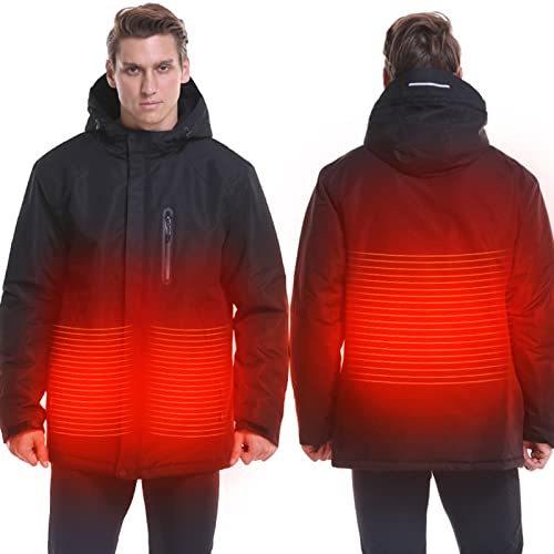 Jaqueta aquecida masculina, jaqueta de viagem com capuz elétrico USB inteligente, 3 controles de tem
