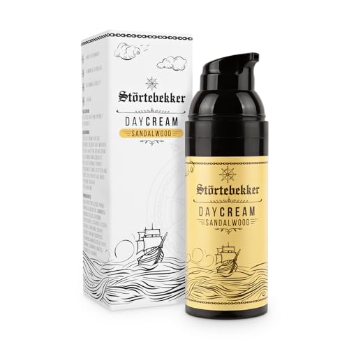 Störtebekker® Premium Tagescreme Sandelholz - Enthält hochwertiges Mandelöl und Jojobaöl gegen Irritationen - Angenehmer Sandelholz Duft - Männer/Herren Geschenkidee - 50ml - Made in Germany