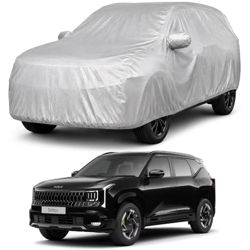Image of Autofact Car Body Cover Compatible with Seltos 2026 | Custom Fit Car Cover | 100% Water-Resistant| Triple-Stitched Lightweight Fabric | Dustproof | Indoor & Outdoor Use | Elastic Bottom