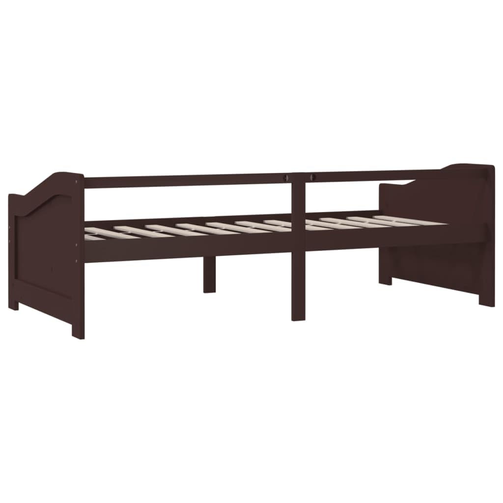 Cama de 3 plazas, color marrón oscuro, madera maciza de pino 90 x 200 cm, resistente estructura de cama para invitados, sofá cama con somier, diseño moderno