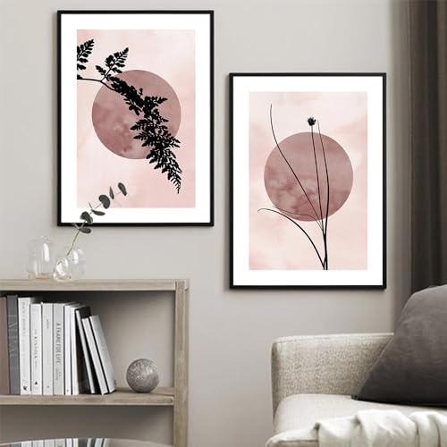 Toile silhouette de feuille et lune impression haute définition 40x50cm