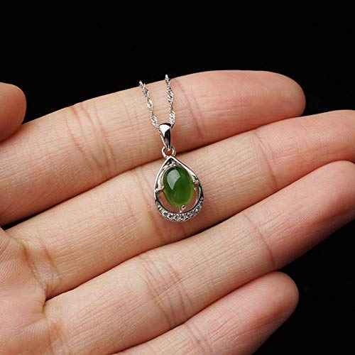 Collana in Argento 925 con Ciondolo in Giada Bianca Naturale da Donna