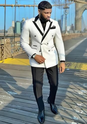 Men's Classic Suit 2 Piece Double Breasted Groomsman Tuxedos for Wedding Set2