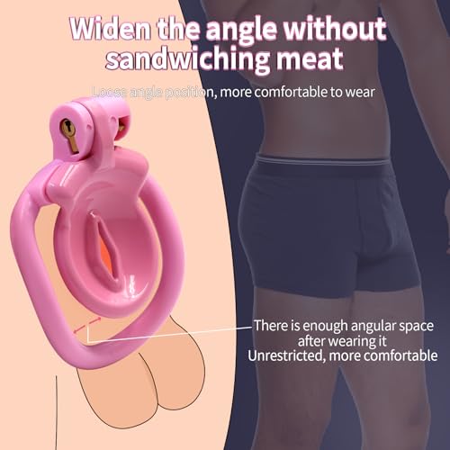 Image of 3D Printed Lightweight Pink Cage Male Chastity Devices Lock 4 Rings Virginity for Sissy Men