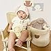 Yovslop Bear Storage Bucket Beige Cotton Basket Diaper Bag Large Capacity Bin for Home Nursery Room