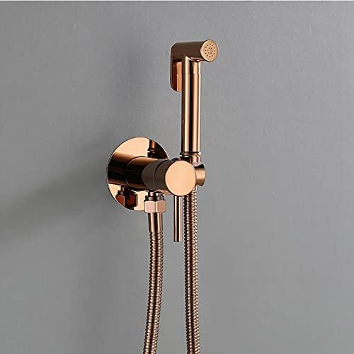 Wall-Mounted Shower Faucet Set System,Rose Gold Handheld Bidet Sprayer Kit for Toilet Wall Mounted Brass Single Handle Bidet Sprayer Set with 150cm Shower Hose Ideal for