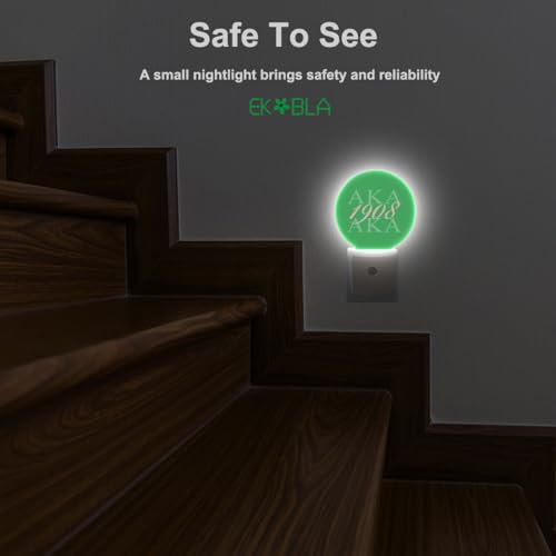 Image of EKOBLA AKA 1908 Night Light, Also Known As Abbreviation Hip Hop Style Pink Green White Night Lights Plug Into Wall with Dusk to Dawn Auto Sensor for Bathroom, Hallway, Kitchen