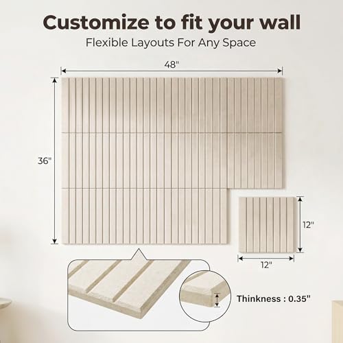 AHEONLAR Felt Bulletin Board 48\" x 36\", Cork Boards for Walls, 12 Pack Bulletin Board Large Cork Board for Office, Felt Boards with 70 Safe Removable Adhesive Tabs, Pin Board for Home(Light Beige)