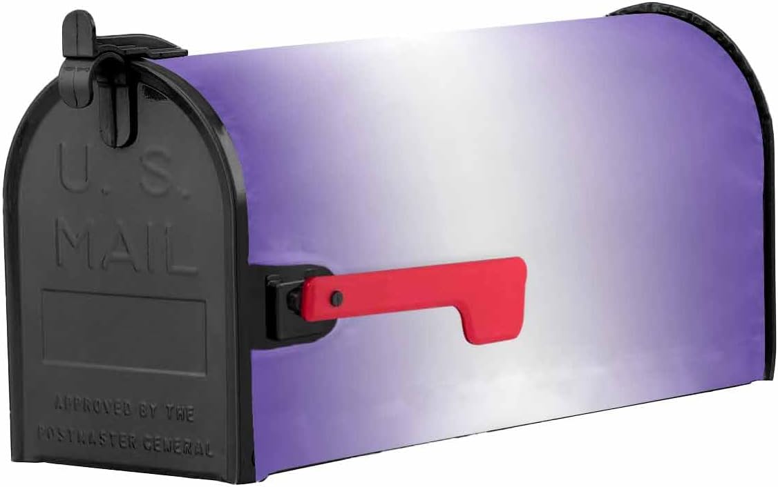 Purple White Mailbox Covers Magnetic Standard Size,Decorative Post Letter Numbers Box Wrap Decoration Covers Small Accessories for Garden Yard Outdoor Décor Modern Minimalist Geometric Ombre Art