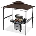 ABCCANOPY 8'x 5' Grill Gazebo Shelter, Outdoor BBQ Gazebo Canopy with LED Light (Coffee)