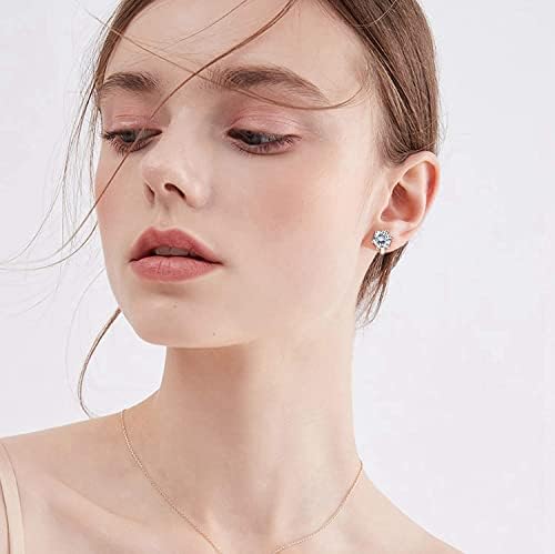 Sllaiss 925 Sterling Silver Non Piercing Clip on Earrings Dainty Round Crystal Clip on Earrings for Women Minimalist White Gold Plated Jewellery Fake Clip on Earring