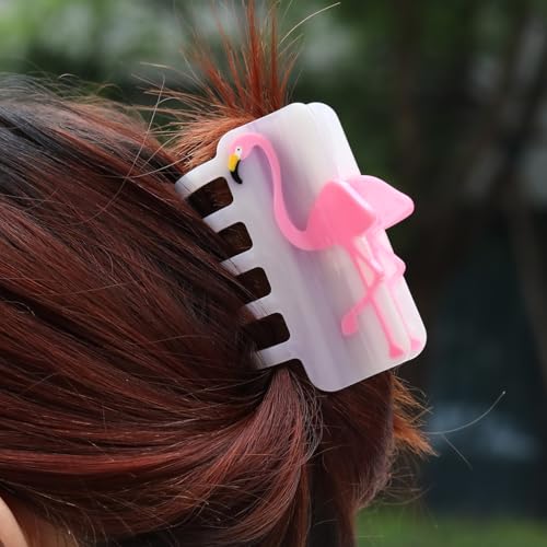 1 Piece Personalized Acetate Novelty Pink and Purple Iridescent Flamingo Hair Claw Clip