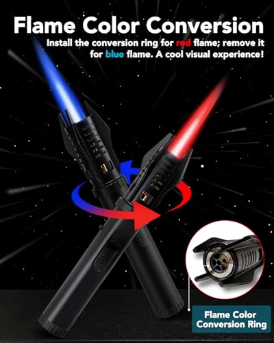 Lamsen Lightsaber Torch Lighter – Butane Refillable Kitchen Torch, Adjustable Flame Torch, Windproof Blow Torch, Safety Lock, for BBQ, Brulee, Cooking – Unique Lighter Gift for Fest(Gas Not Included)