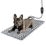 Petace Adjustable Temperature Heated Cat Bed & Dog Heating Pad with Timer, Chew-Resistant Cord, Thick and Soft Cover, Indoor Pet Heating Pad, 29.5' x 17.7'
