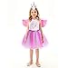Produktbild Einhornkostüm für Mädchen, rosa funkelndes Einhornkleid mit Einhornflügeln, Einhornhaube 7-8Jahre