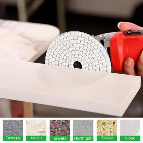 Almohadillas de pulido de diamante para amoladora con soporte de 5/8''-11 y 12 piezas 5